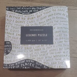NIB Sugarboo & Co Legends Puzzle 1000 pc Black and White Guitar/Lyrics Puzzle
